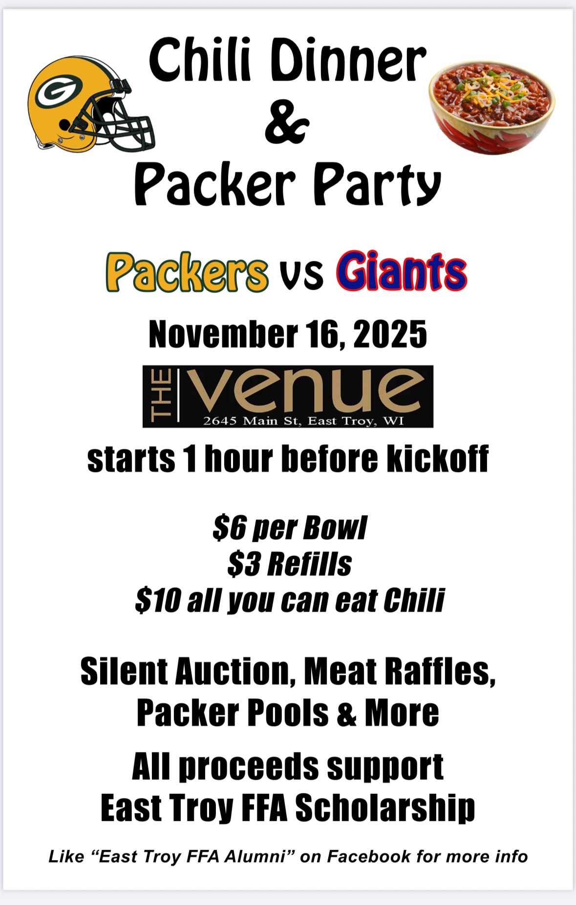 East Troy FFA Chili Dinner & Packer Party