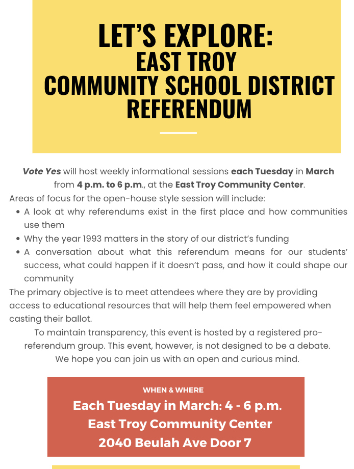East Troy  Community School District Referendum
