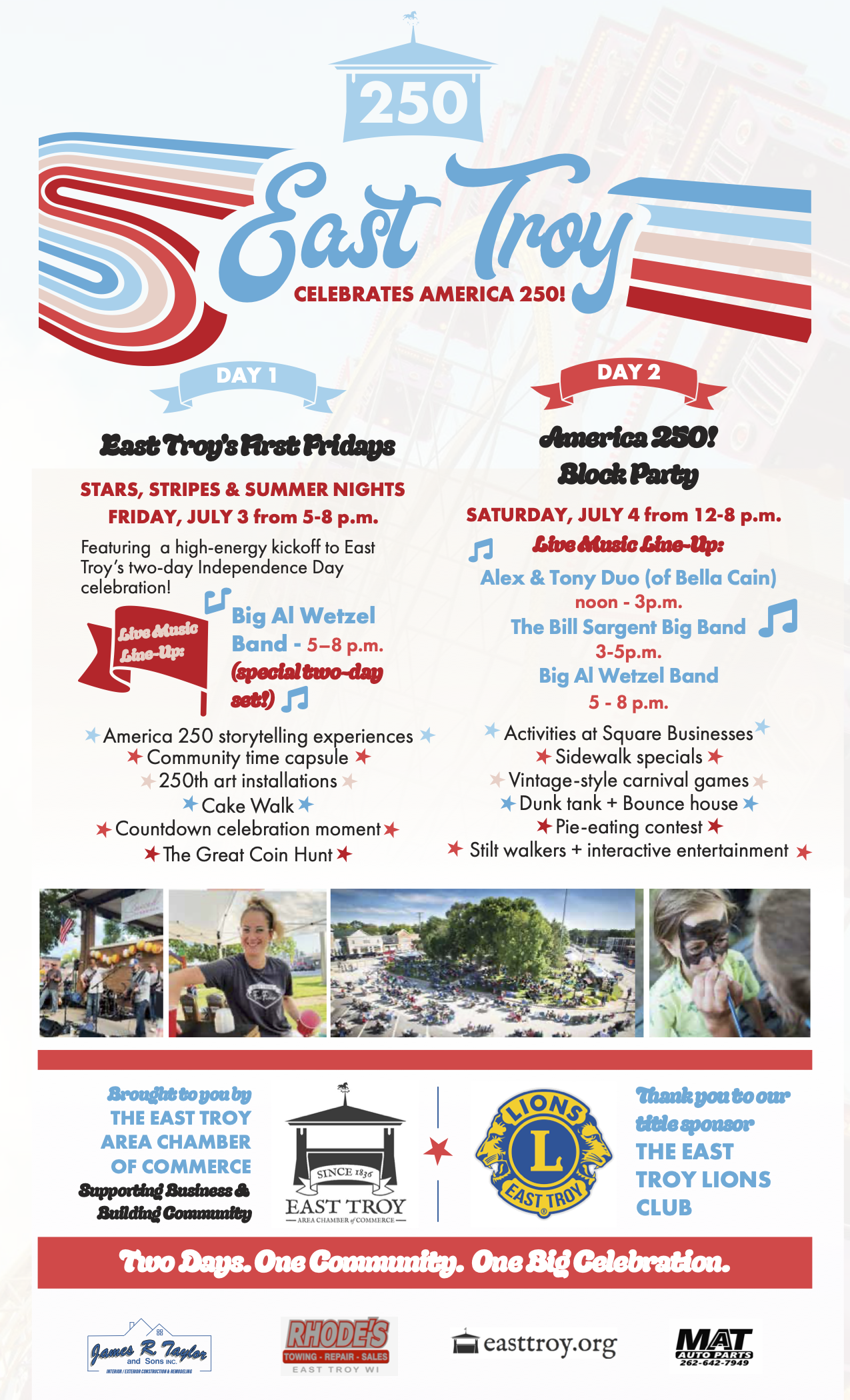 East Troy Celebrates America 250! Block Party