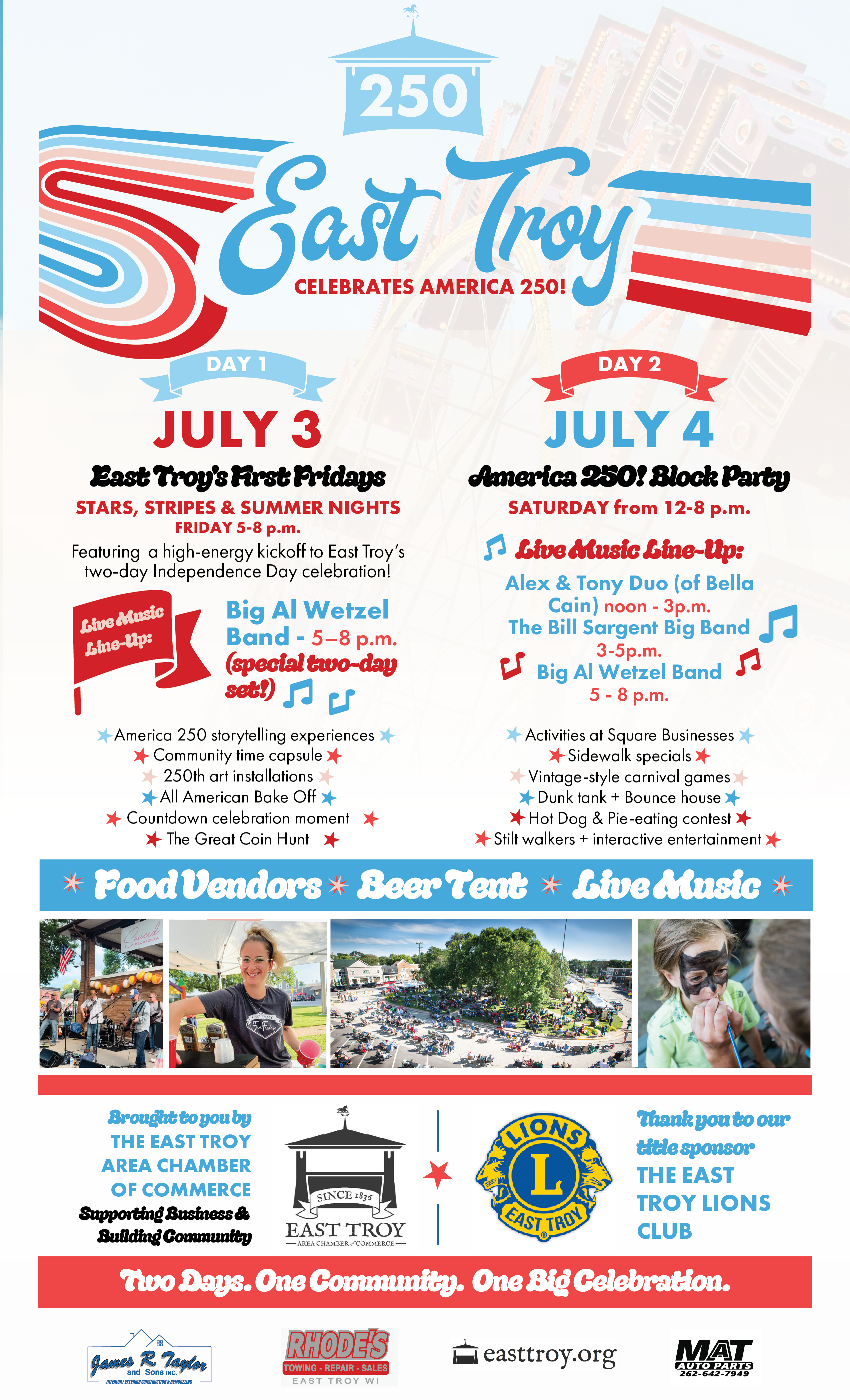 East Troy Celebrates America 250! Block Party